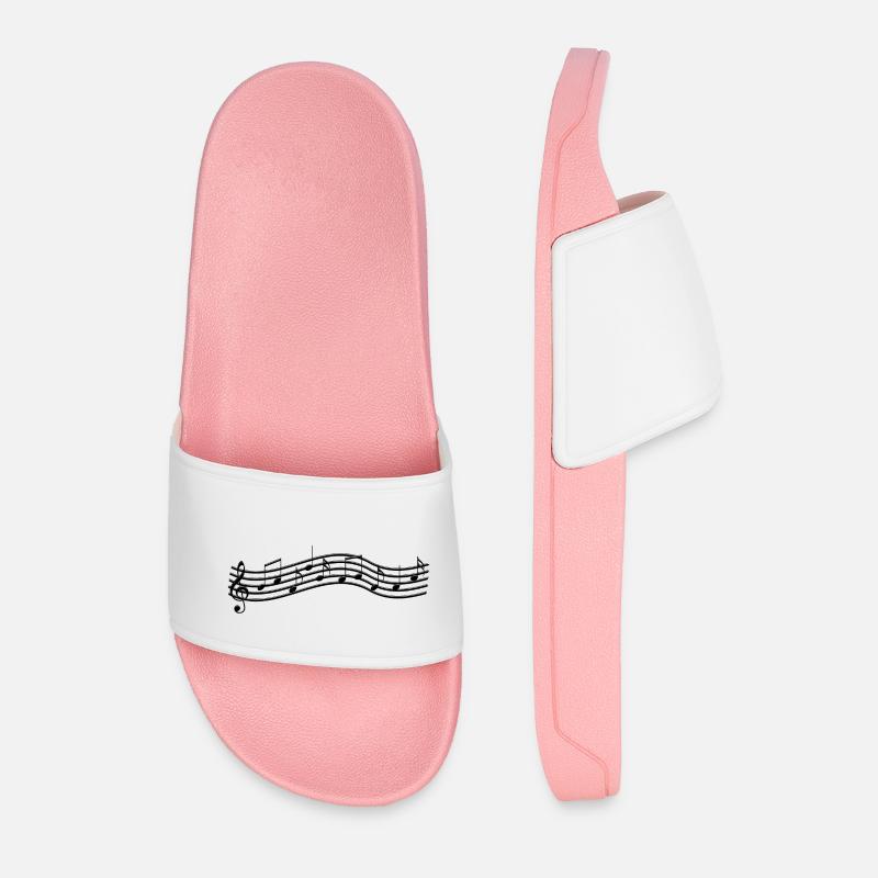 Musical notes on wavy stave - Men’s Pool Sliders - light pink