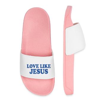 Love like jesus - Men’s Pool Sliders - light pink - Front