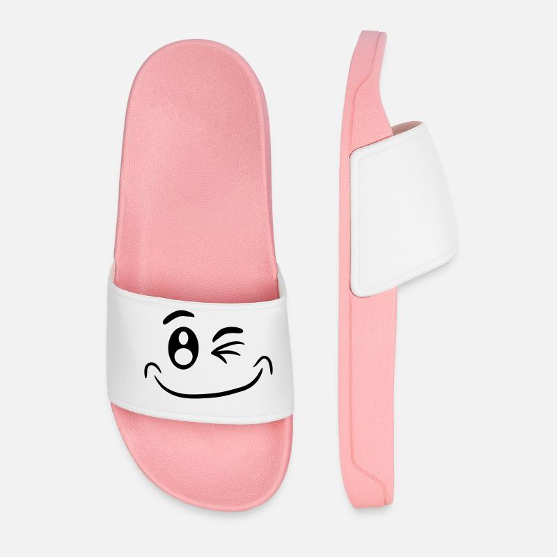 Comic face funny smiley winking - Men’s Pool Sliders - light pink
