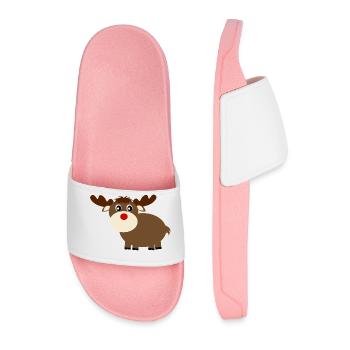 Rentier Elche cute Weihnachten lustige Geschenke - Männer Badelatschen - Hellrosa - Vorne