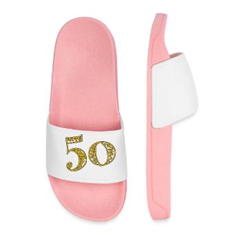50. 50 JAHRE. 50-JÄHRIGES JUBILÄUM. 50-JÄHRIGES JUBILÄUM. - Männer Badelatschen - Hellrosa - Vorne