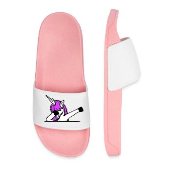 Unicorn Dabbing Dab Dance Party Pose Gesture Funny - Men’s Pool Sliders - light pink - Front