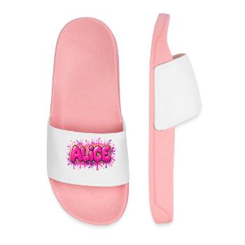 Graffiti  ALICE Prénom cadeau idéal imprimable sur - Claquettes Homme - rose clair - Devant