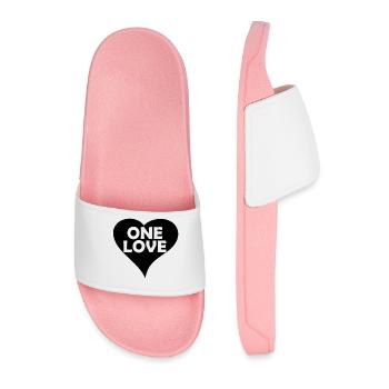 One Love heart black - Männer Badelatschen - Hellrosa - Vorne