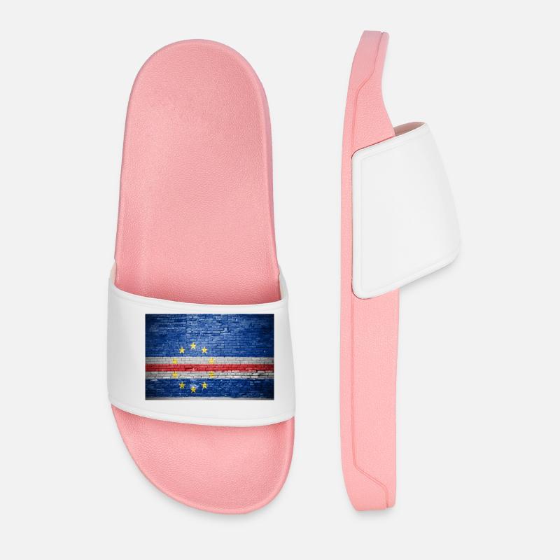 Mur de briques avec drapeau du Cap-Vert graffiti - Claquettes Homme - rose clair