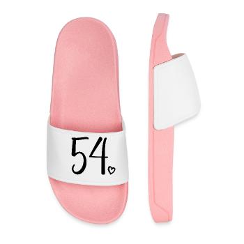 Cute Number 54, 54 Years Old, 54th Birthday Gift - Men’s Pool Sliders - light pink - Front