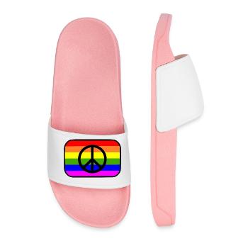 Peacezeichen auf LGBT Regenbogenfahne - Männer Badelatschen - Hellrosa - Vorne