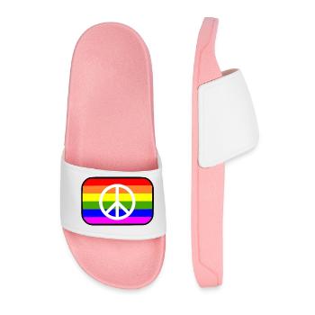 Signe de paix sur le drapeau arc-en-ciel LGBT - Claquettes Homme - rose clair - Devant