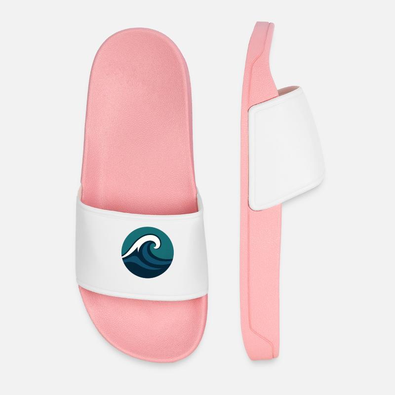 Stylized Ocean Wave - Men’s Pool Sliders - light pink
