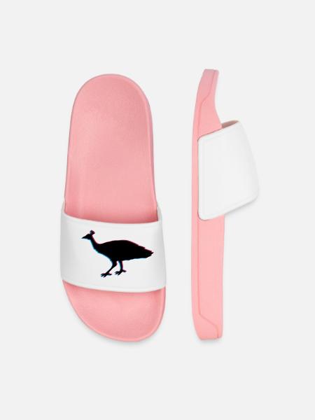 3d fugl silhuet omrids skygge påfugl fasan fjer - Badesandaler til mænd - petal pink
