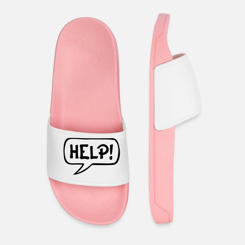 Comic Speech Bubble HELP - Men’s Pool Sliders - light pink