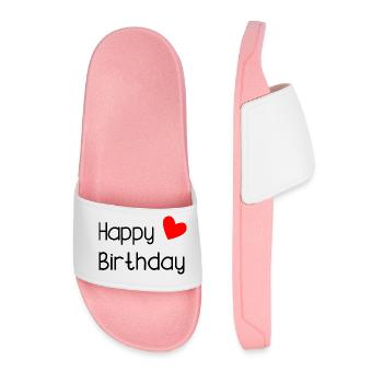 ANNIVERSARY. HAPPY BIRTHDAY. HAPPY BIRTHDAY. - Men’s Pool Sliders - light pink - Front