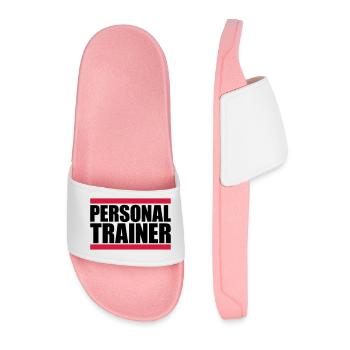 Personal trainer logo - Men’s Pool Sliders - light pink - Front