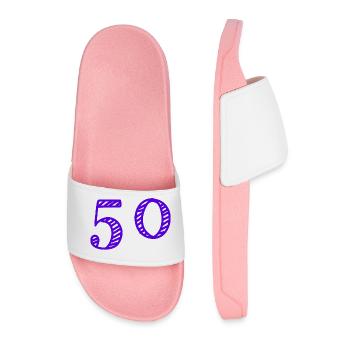 50 JAHRE. 50-jähriges Jubiläum. GEBURTSTAG 50 JAHRE. JAHR - Männer Badelatschen - Hellrosa - Vorne