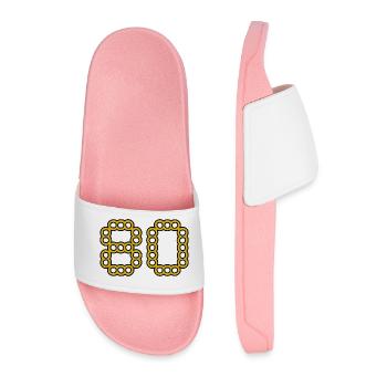 80. 80 YEARS. 80th ANNIVERSARY. 80 YEARS ANNIVERSARY. - Men’s Pool Sliders - light pink - Front
