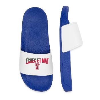 Logo Échec et Mat Rouge Roi Noir en Difficulté - Claquettes Homme - bleu roi - Devant