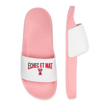 Logo Échec et Mat Rouge Roi Noir en Difficulté - Claquettes Homme - rose clair - Devant