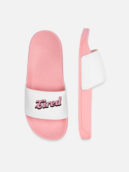 Tired Pink Retro Script Logo - Männer Badelatschen - Hellrosa