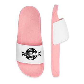 black award round circle seal banner stem - Men’s Pool Sliders - light pink - Front