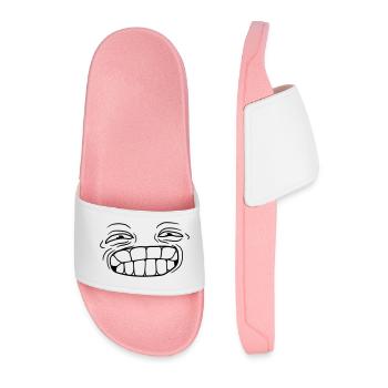 dessin animé sourire drôle visage tête yeux bouche zae - Claquettes Homme - rose clair - Devant