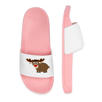 Rentier Elche cute Weihnachten lustige Geschenke - Männer Badelatschen - Hellrosa - Vorne