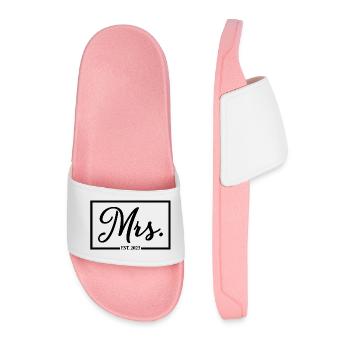 Mme Est. 2023 Fiançailles Mariage Douche nuptiale - Claquettes Homme - rose clair - Devant