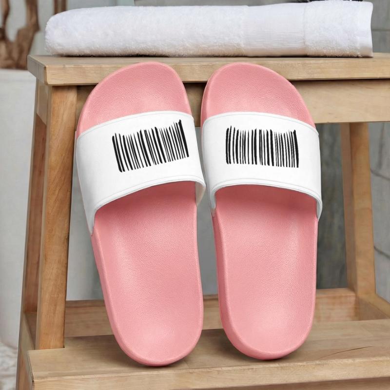 Barcode Strokes Lines Scribbled Barcode Scan Men’s Pool Sliders