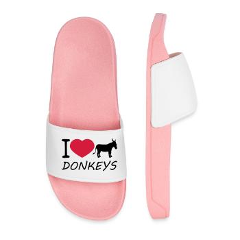 texte j'aime amour coeur âne cheval poney petit paquet - Claquettes Homme - rose clair - Devant