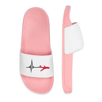 logo pulse frequency heartbeat line airplane airpl - Men’s Pool Sliders - light pink - Front