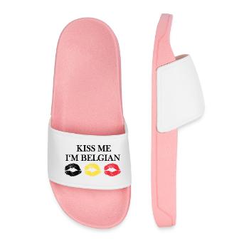KISS ME I'm Belgian - Men’s Pool Sliders - light pink - Front