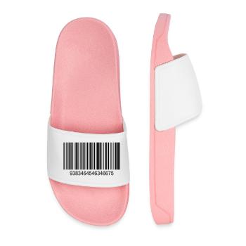 Barcode / Strichcode in Schwarz mit Zahlen - Männer Badelatschen - Hellrosa - Vorne
