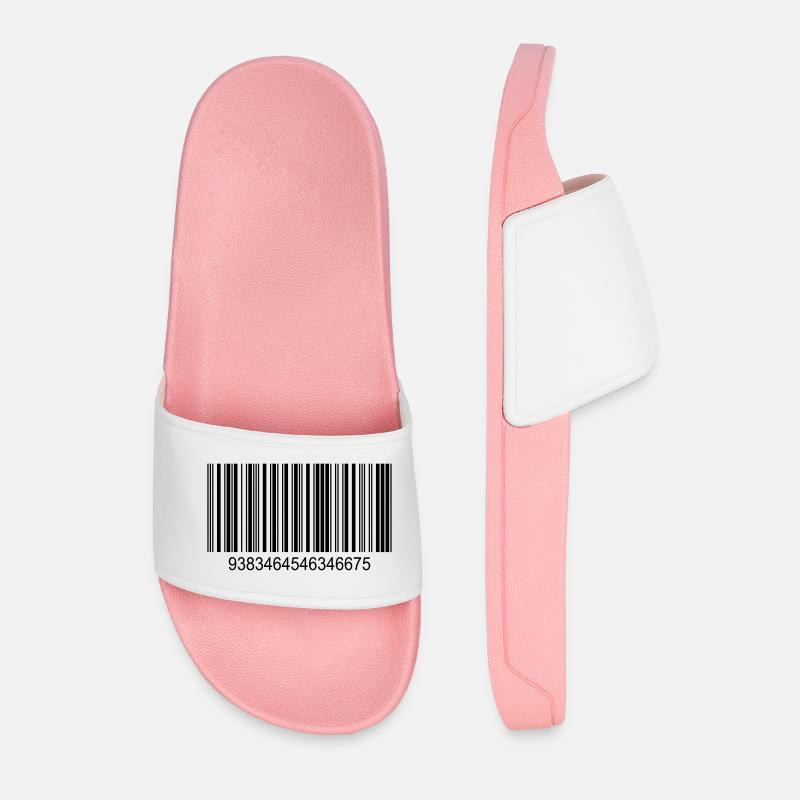 Code barres / code-barres en noir avec des chiffres - Claquettes Homme - rose clair