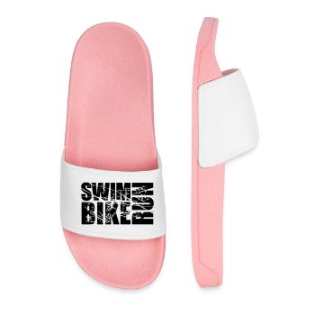 scratch tears stamp swim bike run text logo tria - Men’s Pool Sliders - light pink - Front