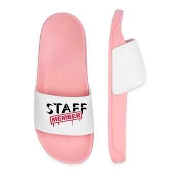Staff Member Friends Team Staff Crew Logo - Men’s Pool Sliders - light pink - Front