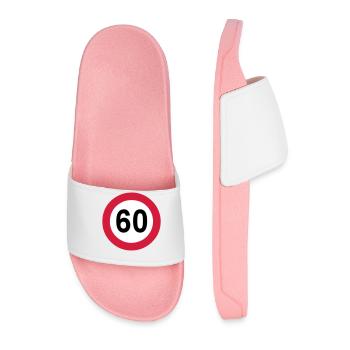 60.Geburtstag , 60 Jahre , Verkehrsschild (25) - Männer Badelatschen - Hellrosa - Vorne