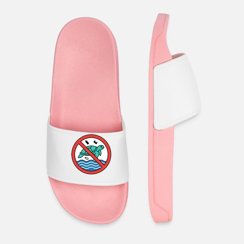 Stop plastic waste! | Save the turtles - Men’s Pool Sliders - light pink