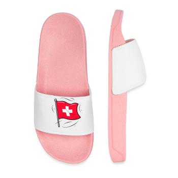 Swiss Flag Patriot Design - Men’s Pool Sliders - light pink - Front