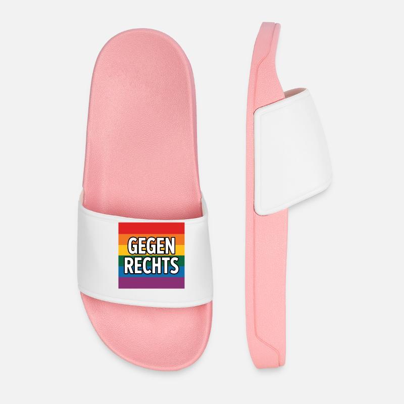 Gegen Rechts - Antifa Regenbogen Tee - Männer Badelatschen - Hellrosa