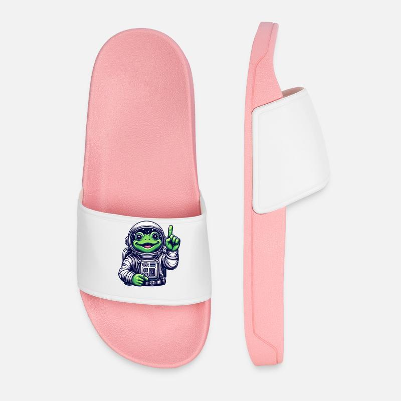 Astronaut Frog Toad Space Cosmonaut - Men’s Pool Sliders - light pink