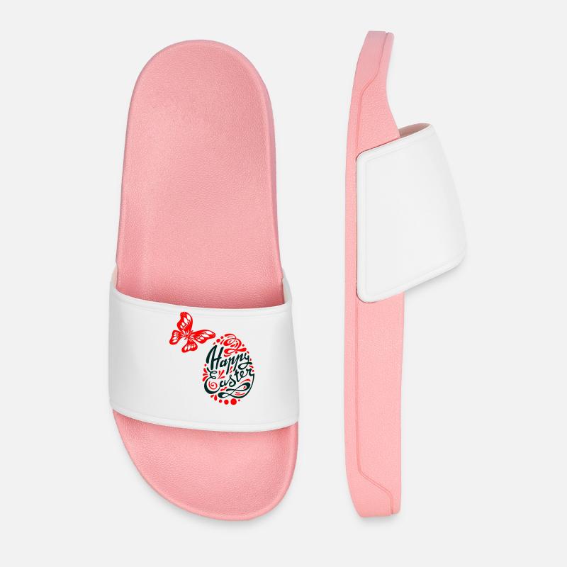 Easter Egg Butterfly Easter - Men’s Pool Sliders - light pink