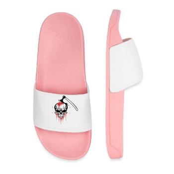 Bloody skull split by an axe - Men’s Pool Sliders - light pink - Front