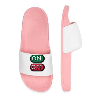 On Off Buttons - Men’s Pool Sliders - light pink - Front