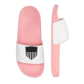 shield emblem emblem usa united states america 3 c - Men’s Pool Sliders - light pink - Front