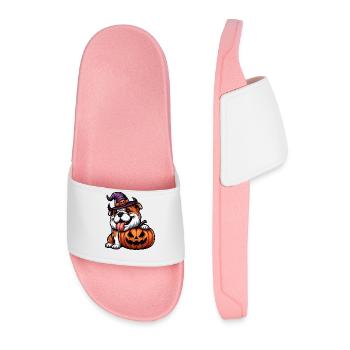 Süße Bulldogge Halloween Cartoon Kürbis - Männer Badelatschen - Hellrosa - Vorne