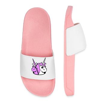 2 Unicorn Girl Team Cute Bottom Hole Friends - Men’s Pool Sliders - light pink - Front