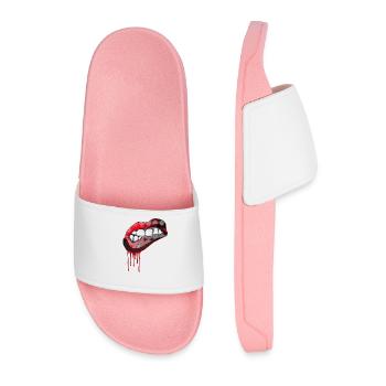 mouth lips pop teeth rock comic swag gang hipster - Men’s Pool Sliders - light pink - Front
