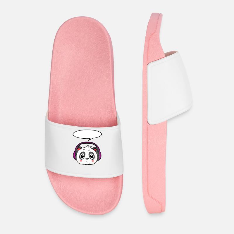 Panda mit Kopfhörer - Männer Badelatschen - Hellrosa