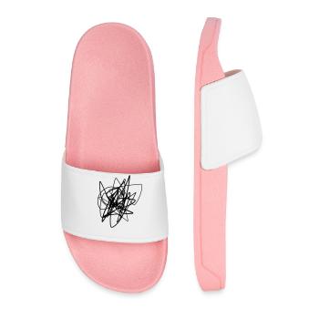 Griffonné motif de coups chaotiques - Claquettes Homme - rose clair - Devant