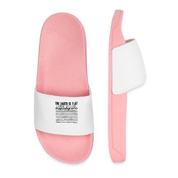 The earth is flat like your encephalogram - Men’s Pool Sliders - light pink - Front