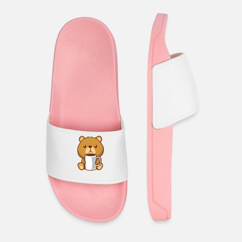 Brown bear bear coffee bear - Men’s Pool Sliders - light pink